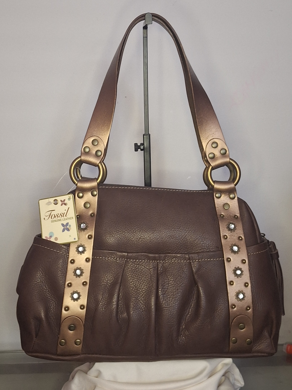 Y2k Fossil Brown Leather Shoulder Bag(Never Worn)